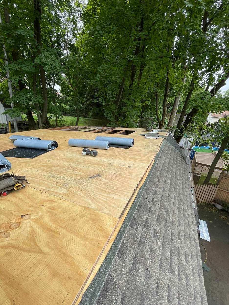 New plywood decking on flat roof